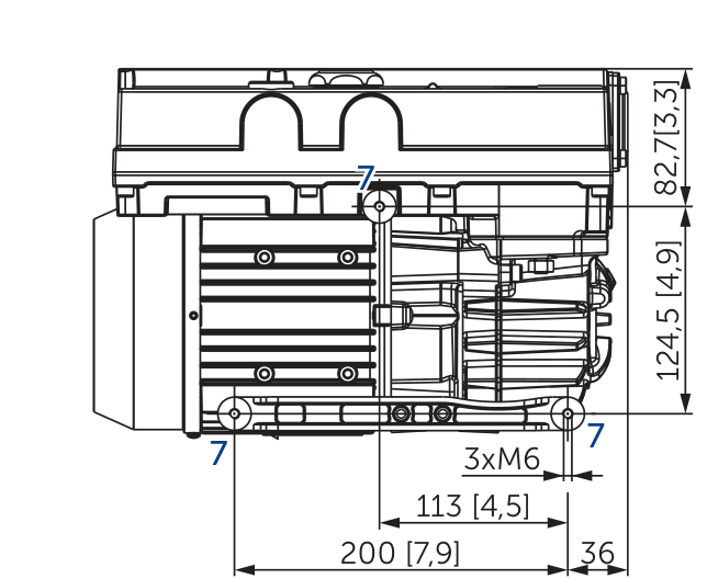 BECKER O 5.10 XL · Plano oficial de la ejecución XL con depósito de aceite de 0,5 L.