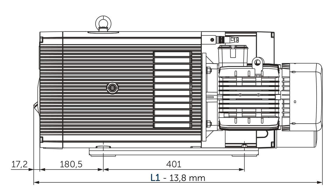 BECKER U 5.166/0-62 XL · Plano oficial de la ejecución XL con depósito de aceite ampliado; vista lateral.
