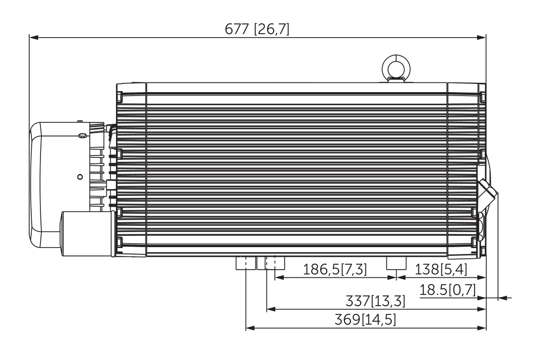 BECKER U 5.71/0-62 XL · Plano oficial de la ejecución XL con depósito de aceite ampliado; vista lateral.
