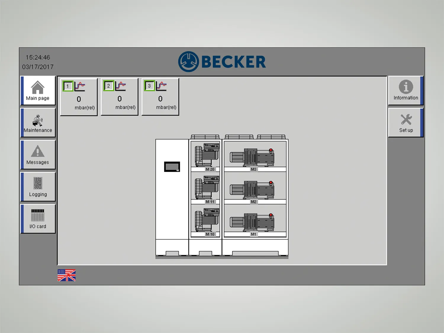 Interfaz VARIAIR Controller+ con representación de un sistema VACS